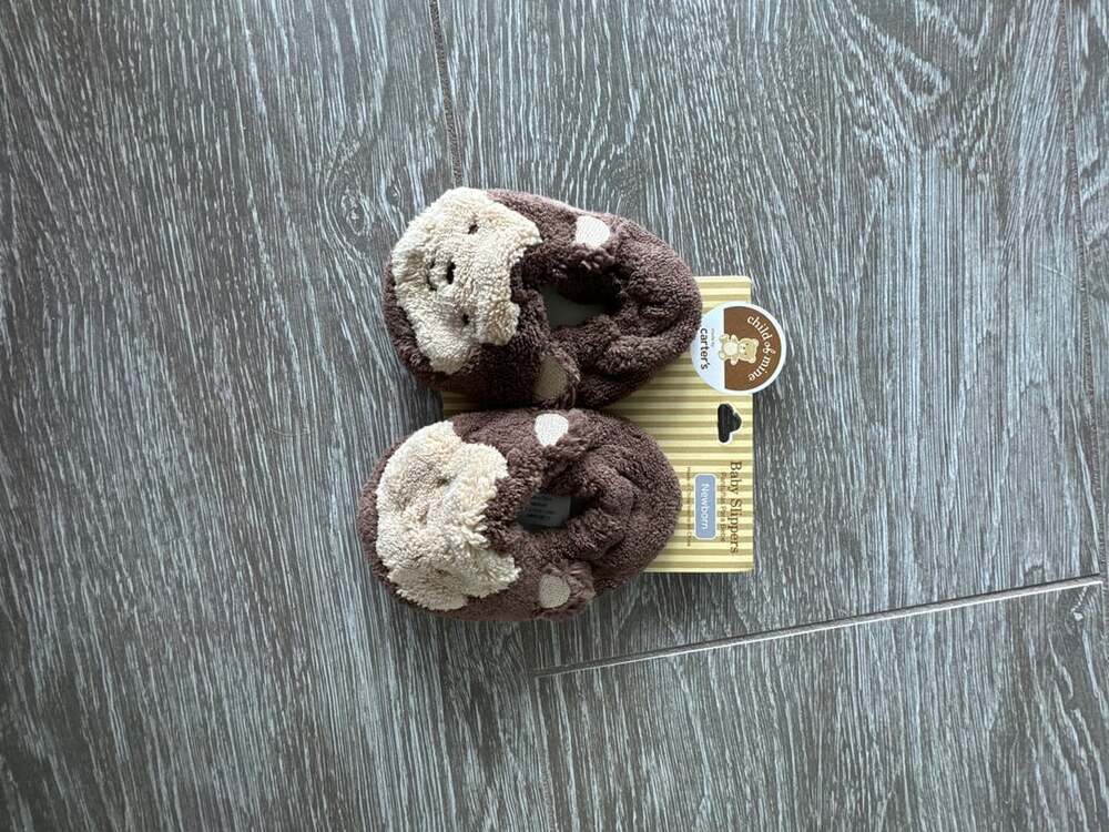 Child of Mine Baby Slippers Newborn Brown Monkey